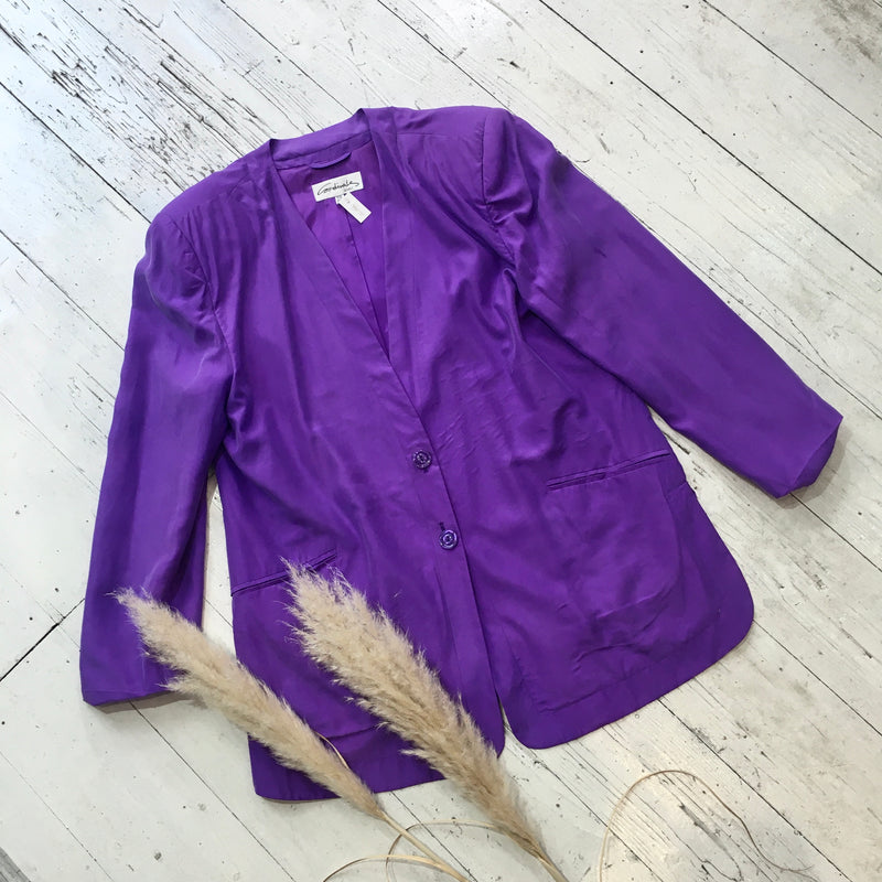 Vintage Violet Silk Suit Jacket - Size M/L