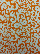 Aquaria Robe Dress - Vintage Indian Sari - Tiger Orange & Indigo Mosaic Tile Print - Free Size XL