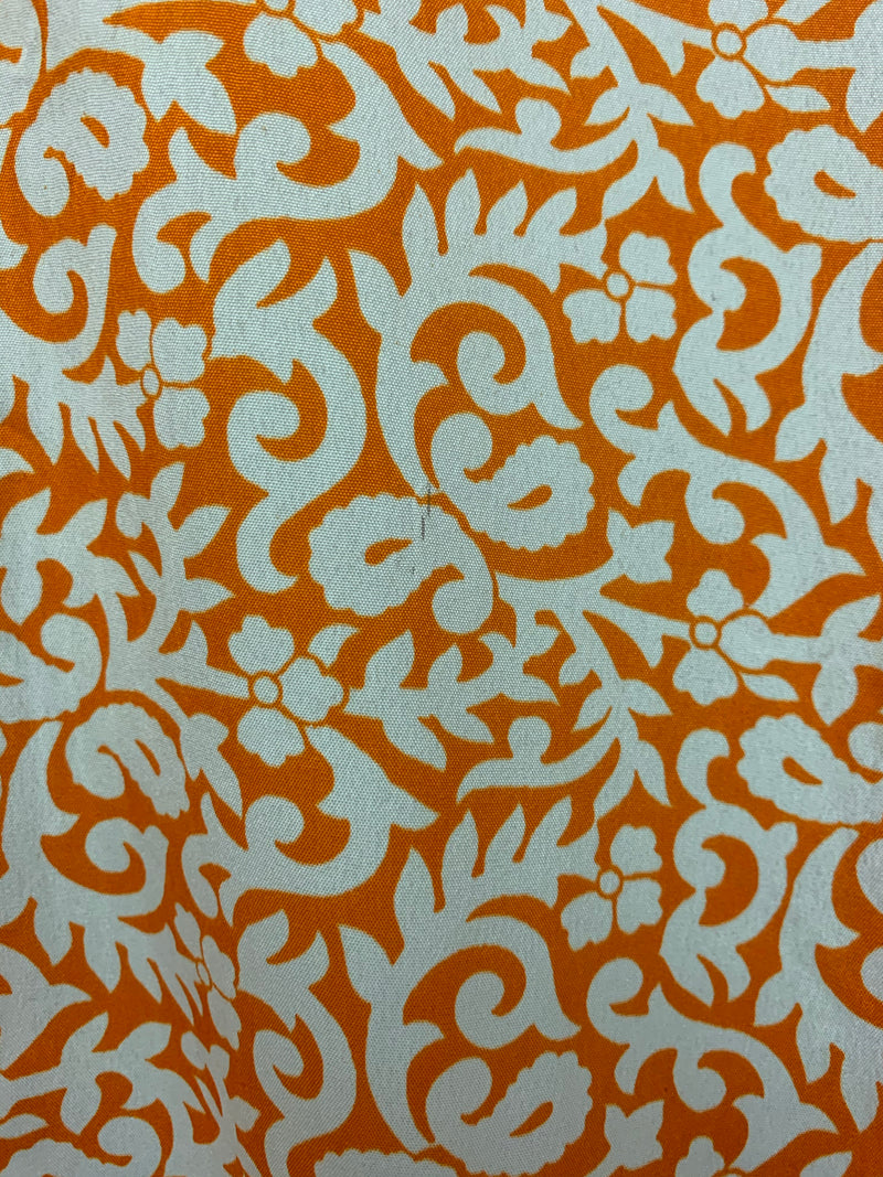 Aquaria Robe Dress - Vintage Indian Sari - Tiger Orange & Indigo Mosaic Tile Print - Free Size XL