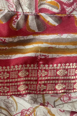 Sydney Mini Halter Dress - Rouge & Salt White Batik Floral - Vintage Sari - S/M