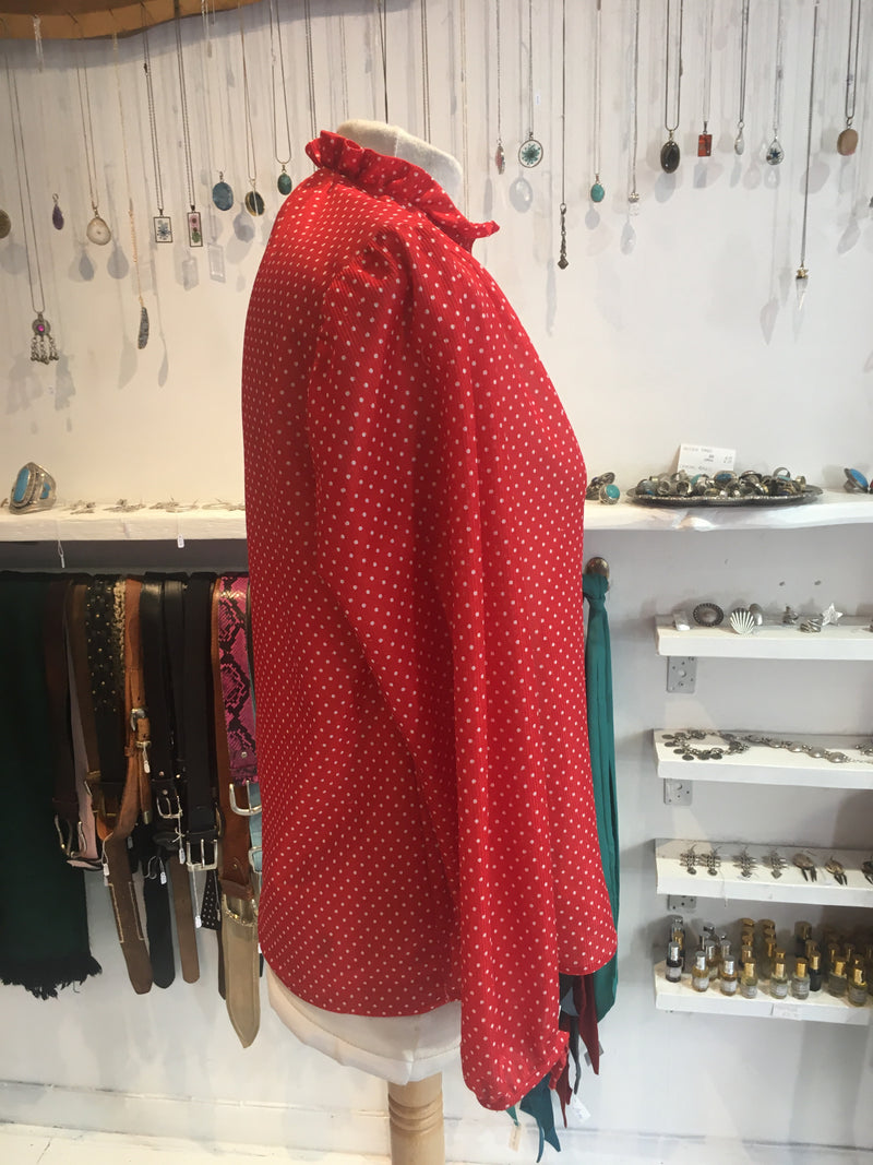 Retro Red Polka Dot Shirt  - Free Size