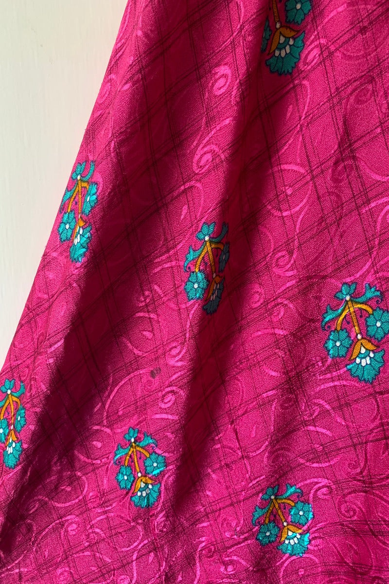 Medusa Harem Jumpsuit - Vintage Sari - Cerise, Gold & Jade Wildflower - S/M By All About Audrey