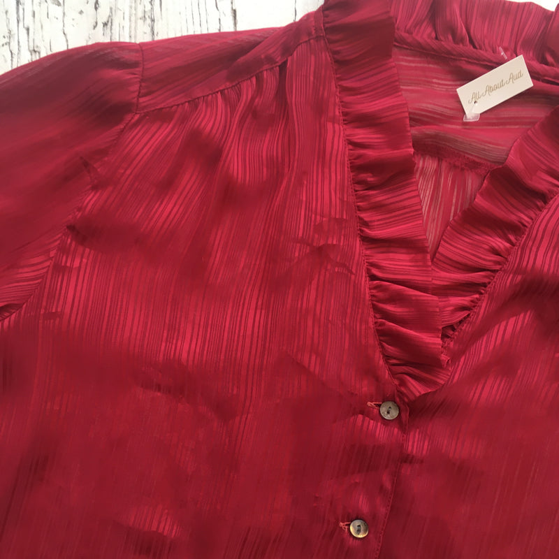 Retro Ruby Ruffle Shirt - Free Size