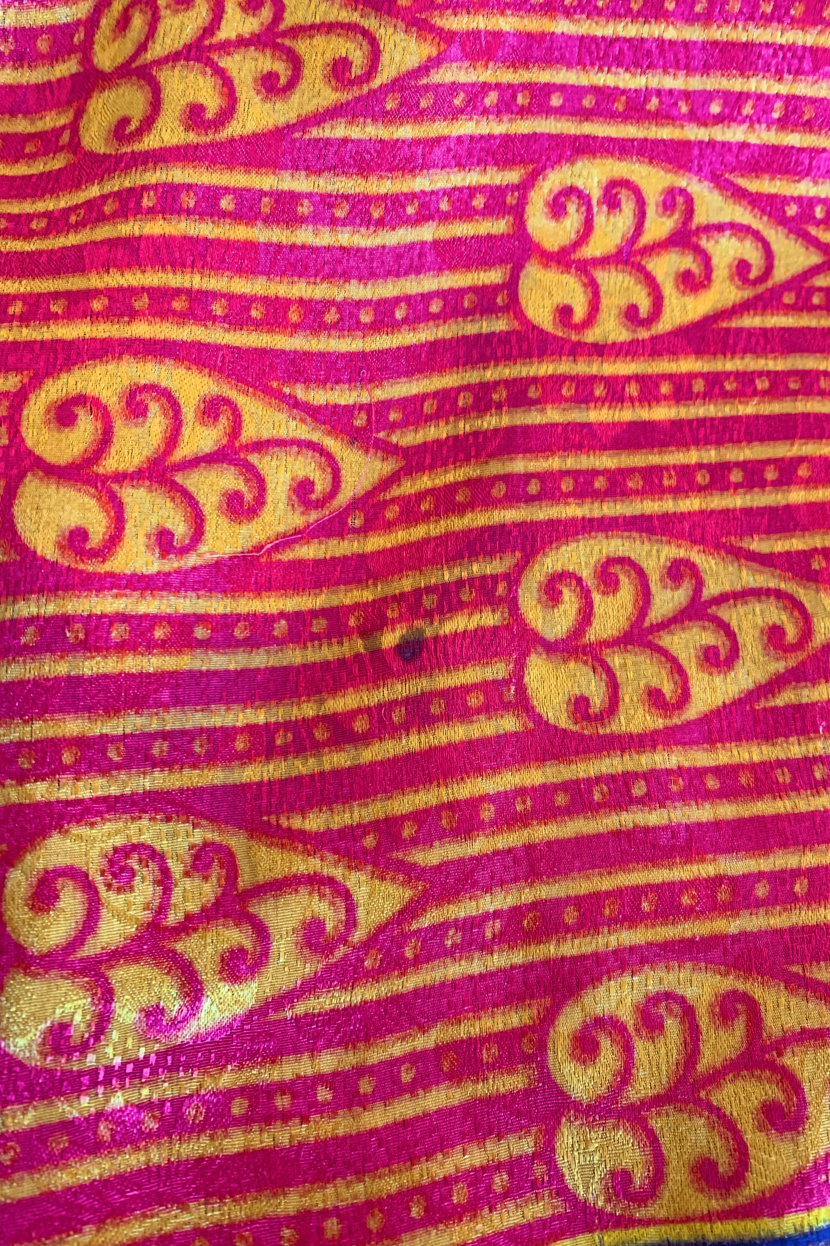 Cassandra Maxi Kaftan - Iridescent Violet & Blue Paisley - Vintage Sari - Size M/L