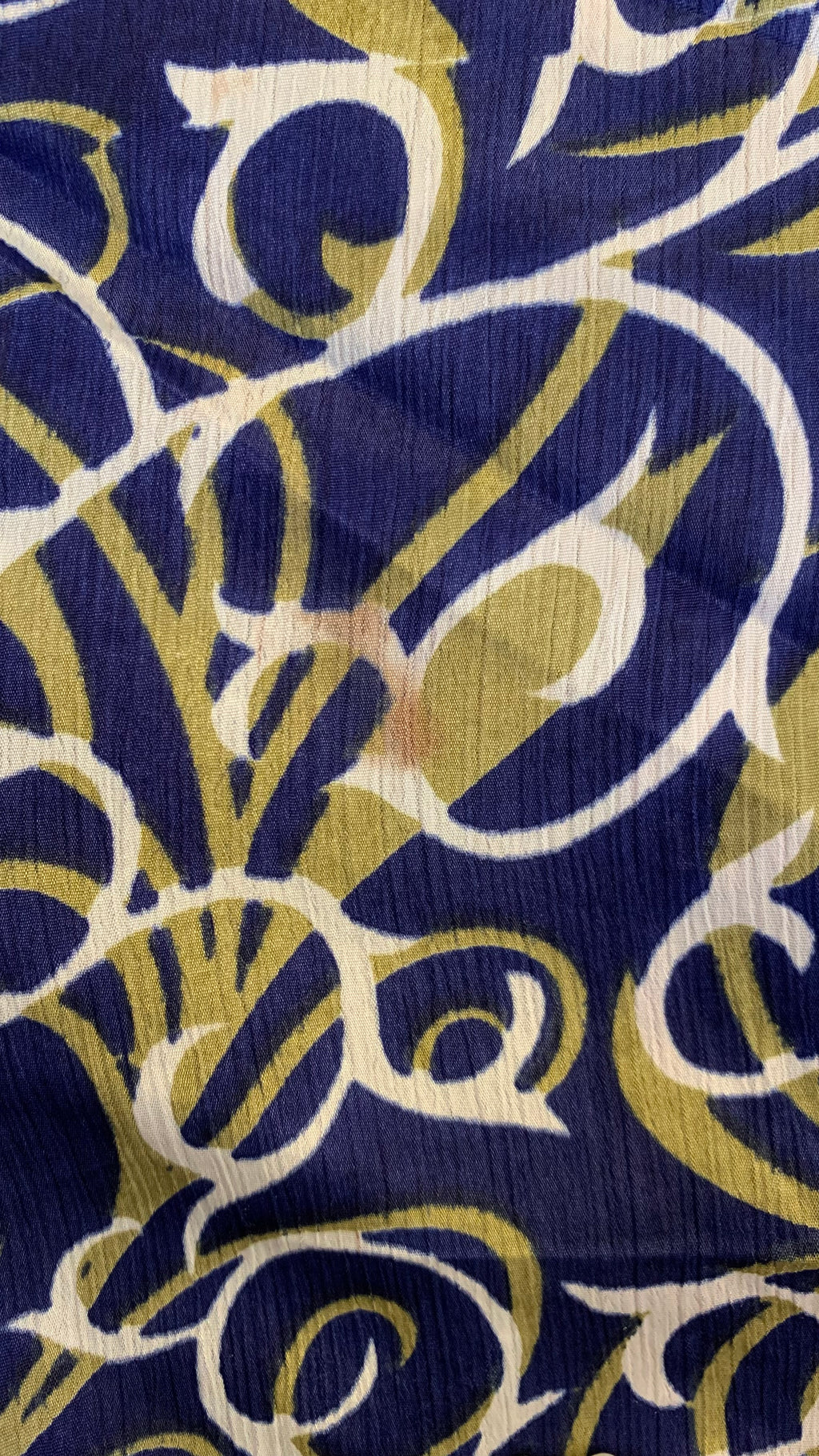 Gemini Wrap Top - Vintage Indian Sari - Navy & Olive Swirling Vines - S/M