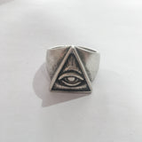 detail silver plated eye of providence ring with antique effect finish by all about audre