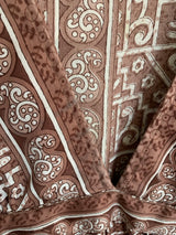 Pansy Mini Dress - Indian Sari - Circular Flounce Sleeve - Rose Taupe Tile Print - Free Size M/L