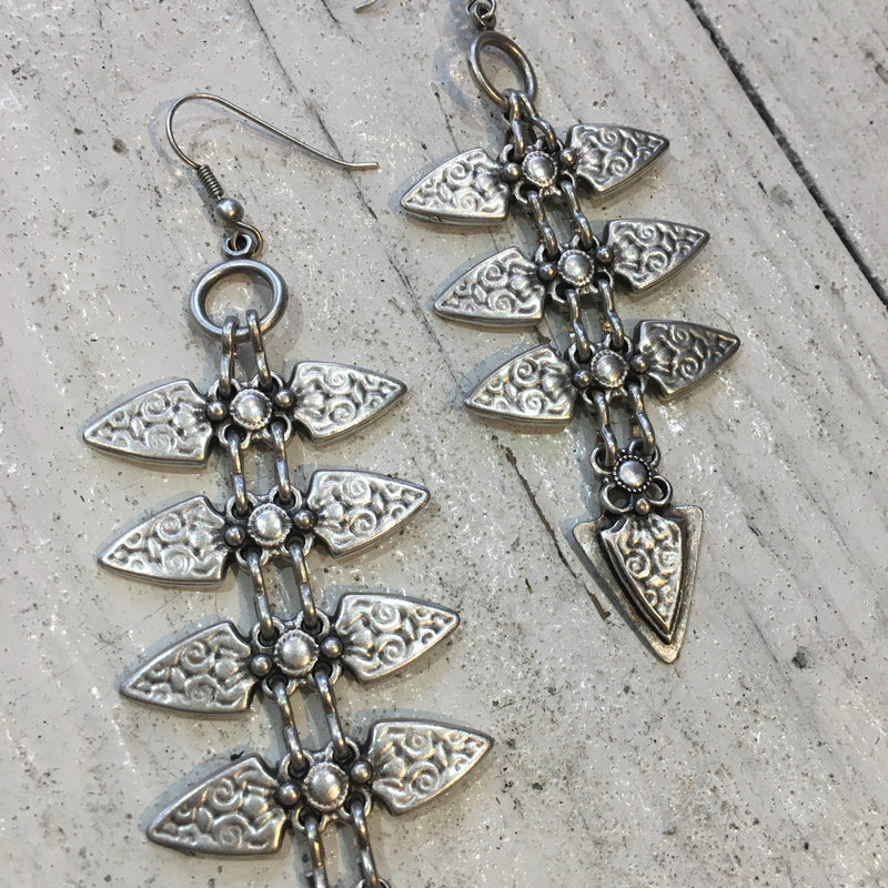 Silver Plated Turkish Ornate Chain Earrings