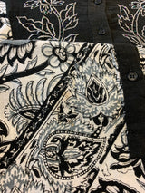 Vintage Indian Cotton Smock Dress - Black & White Embroidered Floral - Free Size S to XXL