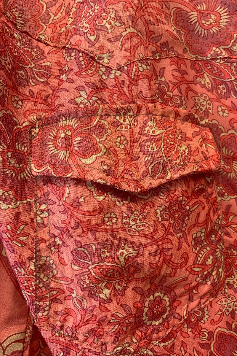 Clyde Shirt - Rose Pink & Champagne Jacquard - Vintage Indian Sari - S/M By All About Audrey