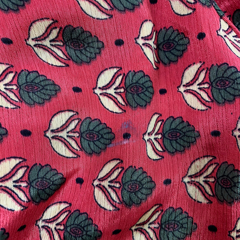 Pippa Shorts - Vintage Indian Sari Shorts -  Soft Red & Grey Floral- Size XS
