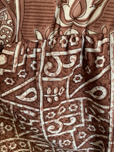 Pansy Mini Dress - Indian Sari - Circular Flounce Sleeve - Rose Taupe Tile Print - Free Size M/L