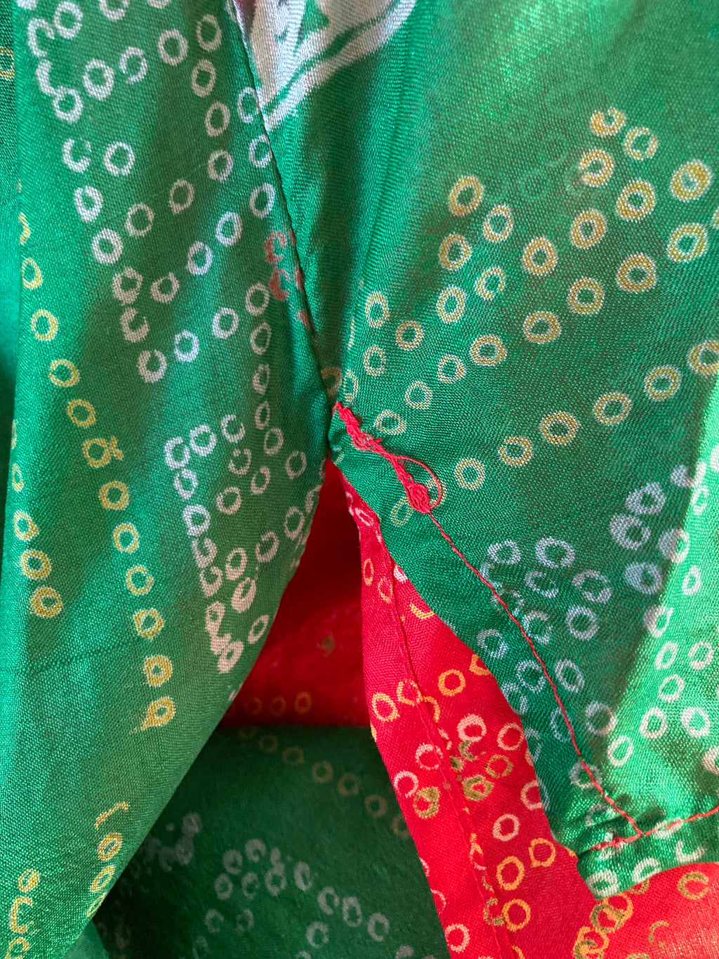Goddess Dress - Crimson and Parakeet Ink paisley - Indian Pure Silk Sari - Free Size