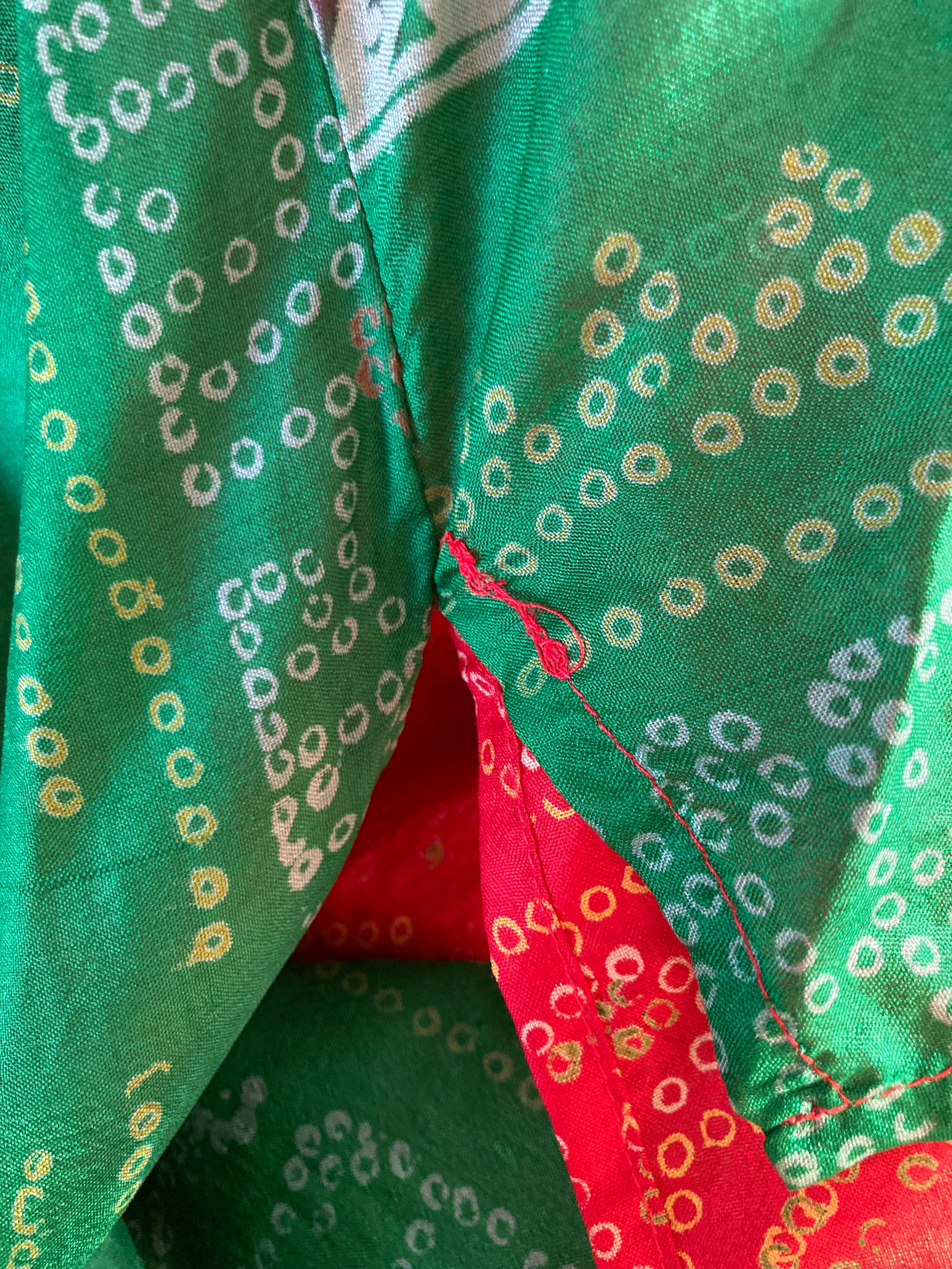 Goddess Dress - Crimson and Parakeet Ink paisley - Indian Pure Silk Sari - Free Size