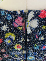 Vintage 70s Navy Sparkly Floral Top Maxi Dress - Size - S/M