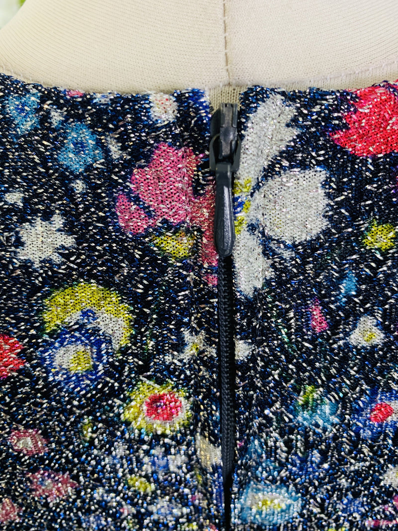 Vintage 70s Navy Sparkly Floral Top Maxi Dress - Size - S/M