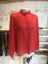 Retro Red Polka Dot Shirt  - Free Size