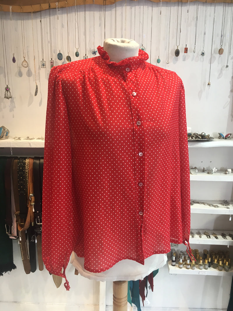 Retro Red Polka Dot Shirt  - Free Size