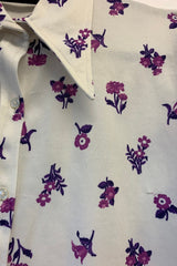 Vintage Retro Dagger Collar Shirt - Pearl & Violet Floral Shirt - Free Size M/L by all about audrey