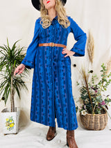Vintage 70s Housecoat - Midnight Sapphire Mosaic - Size S/M