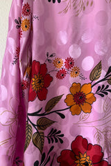 Karina Kimono Mini Dress - Vintage Sari - Garden Cosmos Floral - Free Size XL By All About Audrey