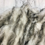 Vintage White & Grey Faux Fur Coat - Size M