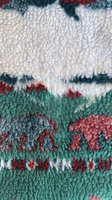 SALE Vintage Fleece - Pine Green, Crimson & White Winter Roses - Free Size