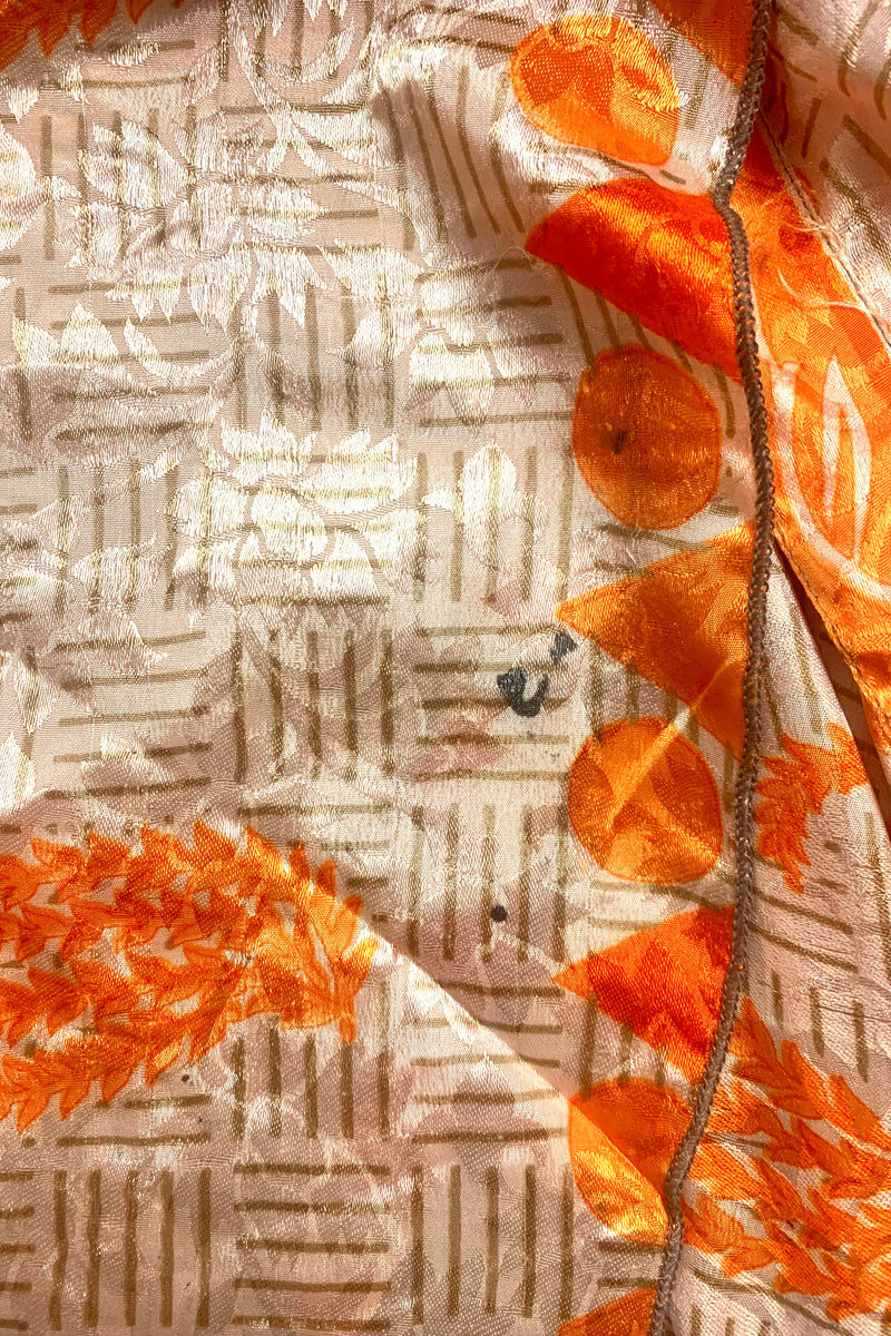 Gemini Kimono - Ivory & Soft Orange Botanical - Vintage Indian Sari - Size M/L