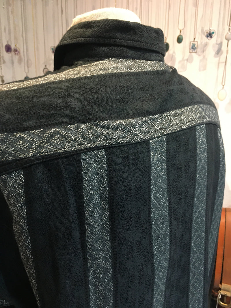 Vintage Charcoal Black Stripe Shirt - Free Size