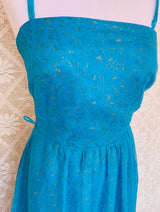 SALE Vintage Vera Mont Turquoise Blue Strappy Dress - Size XXS - XS