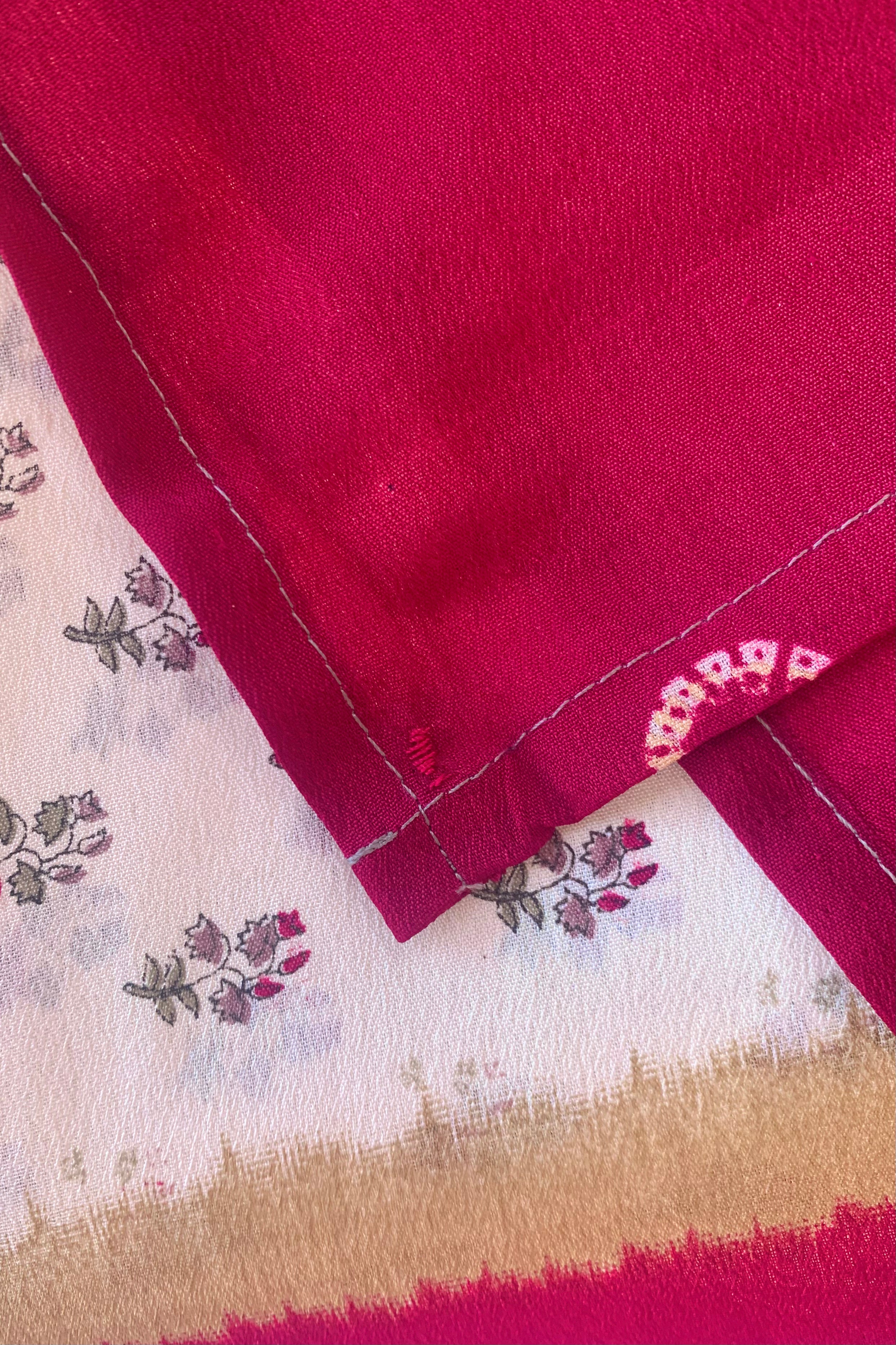Cassandra Maxi Kaftan - Mink & Garnet Red Floral - Vintage Sari - Size S/M