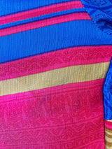 Gemini Wrap Top -  Vintage Sari - Deep Lapis & Magenta Graphic - S/M