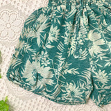 Pippa Shorts - Vintage Indian Sari Shorts -  Minty Blue & Snow Floral - Size XS