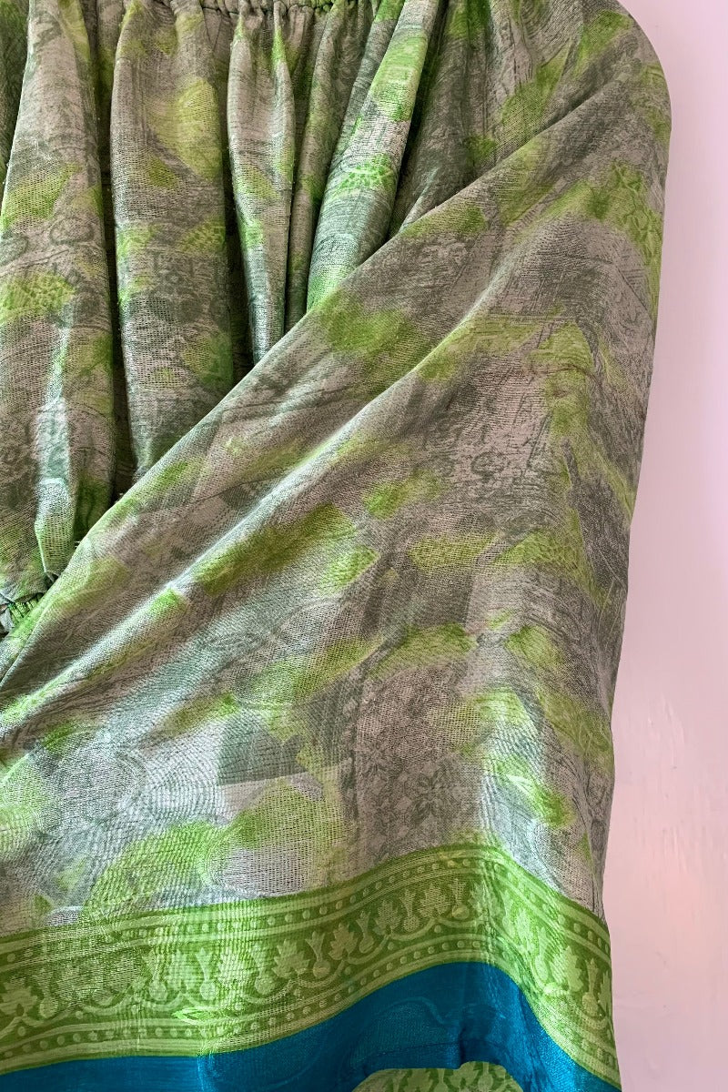 Scorpio Top - Granny Smith Green - Vintage Sari - Free Size