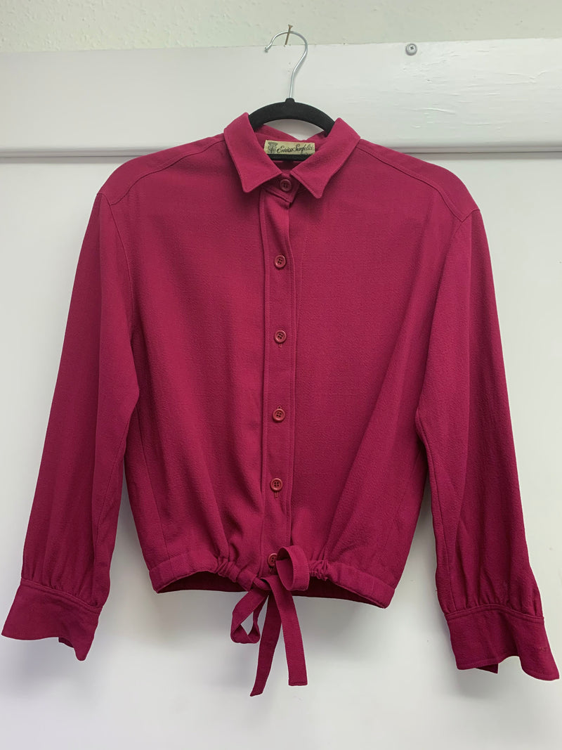 70's Vintage - Burgundy Wine Tie Shirt - Size S/M