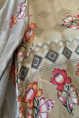 Karina Kimono Mini Dress - Vintage Sari - Silver Fiery Blossom - Free Size XXL By All About Audrey