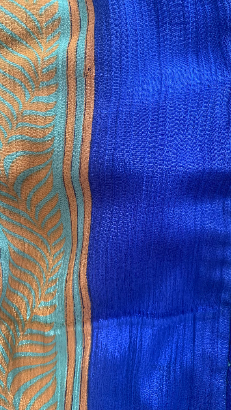 Sydney Mini Halter Dress - Azure Blue Floral Motif - Vintage Sari - XXS