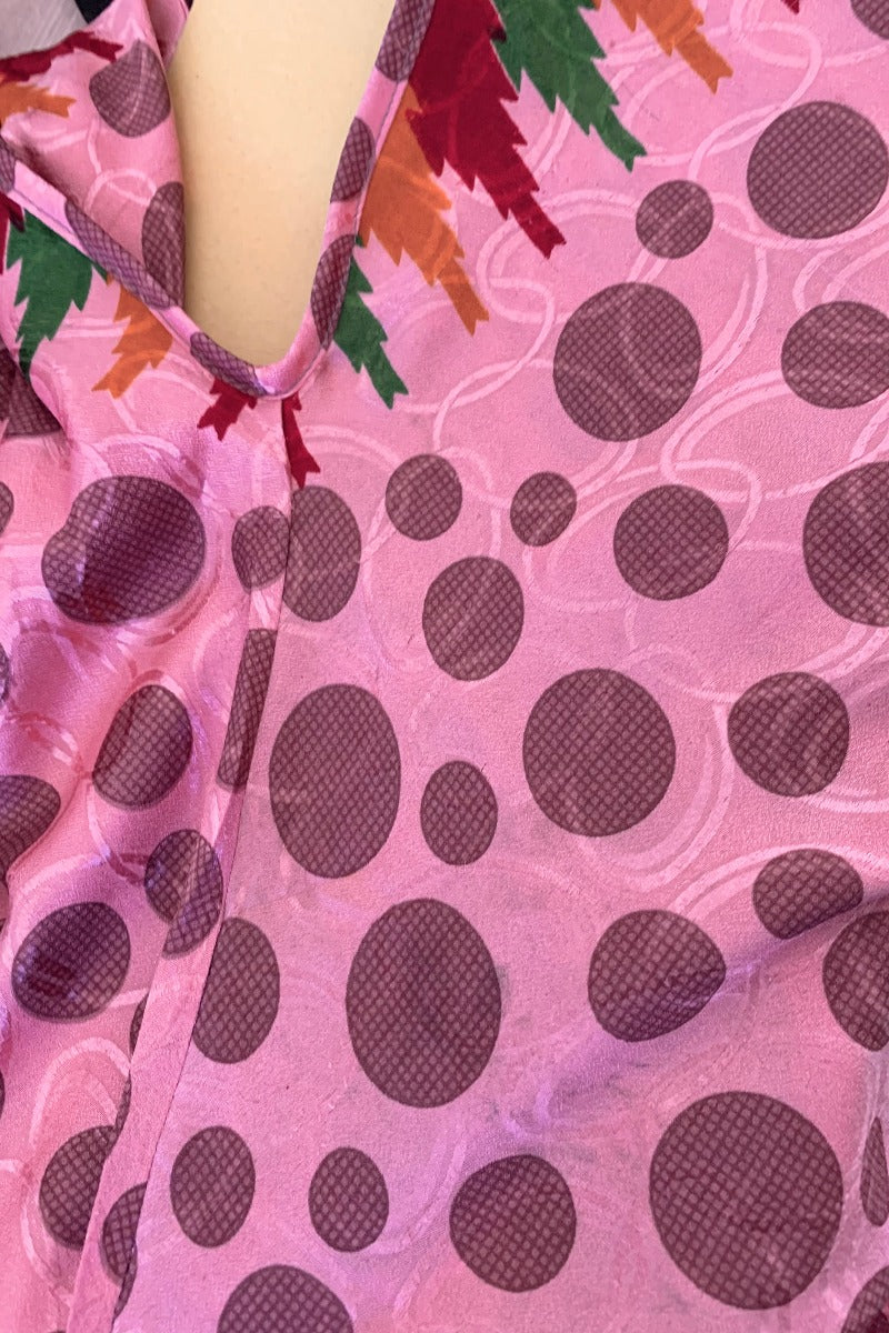 Winona Jumpsuit - Vintage Sari - Rosehip Pink Polka Dot - S/M by All About Audrey