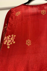 Aquaria Kimono Dress - Vintage Sari - Cherry Red & Lime Floral - Free Size S/M