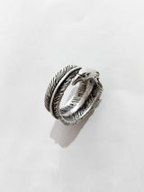 detail silver plated eagle and feather ring with oxidised finish by all about audrey