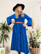 Vintage 70s Housecoat - Midnight Sapphire Mosaic - Size S/M