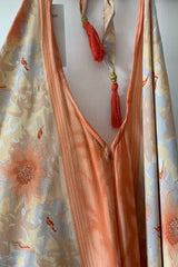 Athena Maxi Dress - Vintage Sari - Coral Pink, Pearl & Cream Floral - S - L/XL By All About Audrey