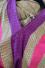 SALE - Athena Maxi Dress - Vintage Sari - Beige Lavender & Lilac Geometric - S By All About Audrey