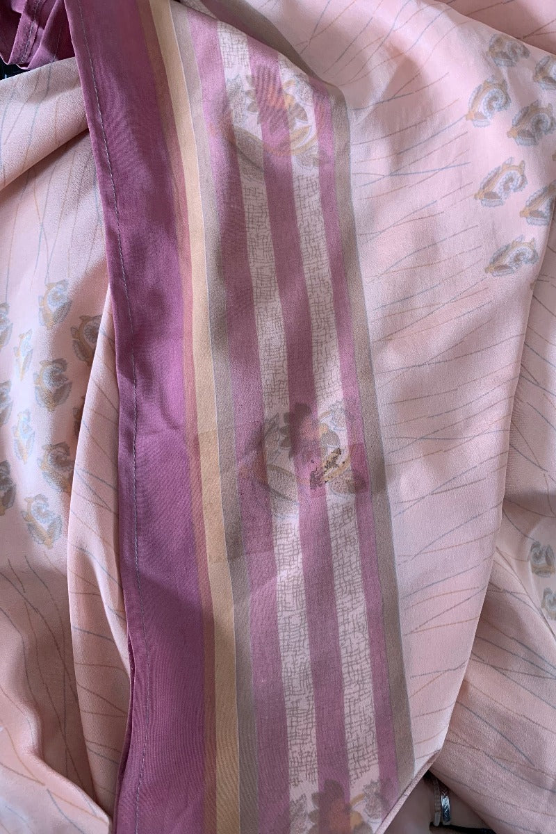 Winona Jumpsuit - Vintage Sari - Petal Pink Block Print - S/M