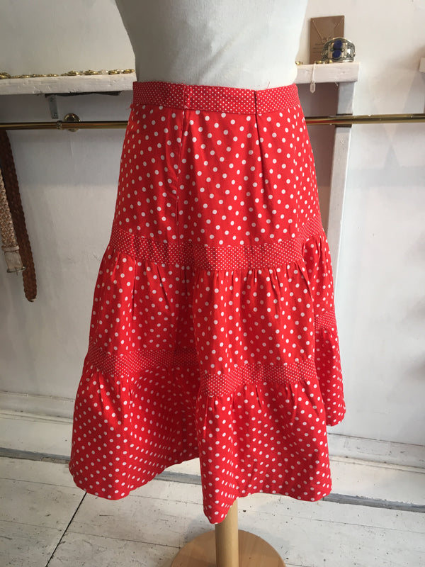 SALE Vintage Midi Skirt - Red Polka Dot - Size S
