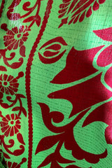 Lunar Maxi Dress - Vintage Indian Sari - Vibrant Lime & Auburn Motif - Free Size S/M by all about audrey