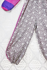 Suki Jumpsuit - Vintage Indian Sari - Powder Plum, White & Pink Floral - XS