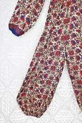 Suki Jumpsuit - Vintage Indian Sari - Navy, Ruby & Olive Exotic Floral - XS