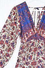 Suki Jumpsuit - Vintage Indian Sari - Navy, Ruby & Olive Exotic Floral - XS