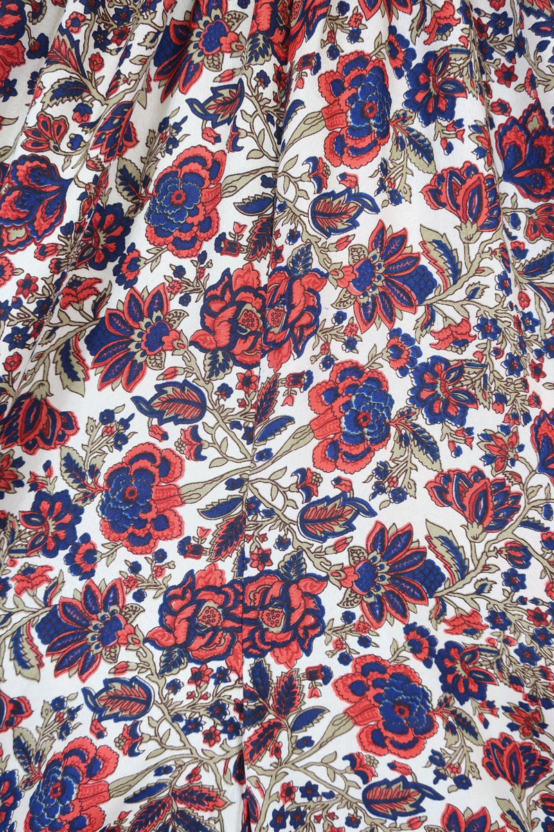 Suki Jumpsuit - Vintage Indian Sari - Navy, Ruby & Olive Exotic Floral - XS